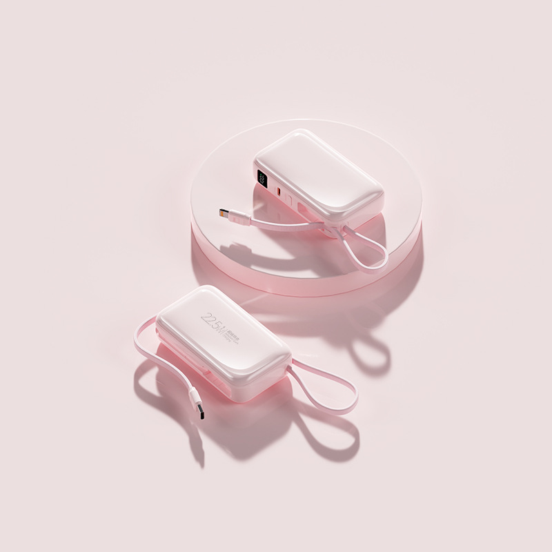 Braided Cable Capsule Fast Charging Mini 10000mAh Power Bank Outdoor Large Capacity Mobile Power Supply
