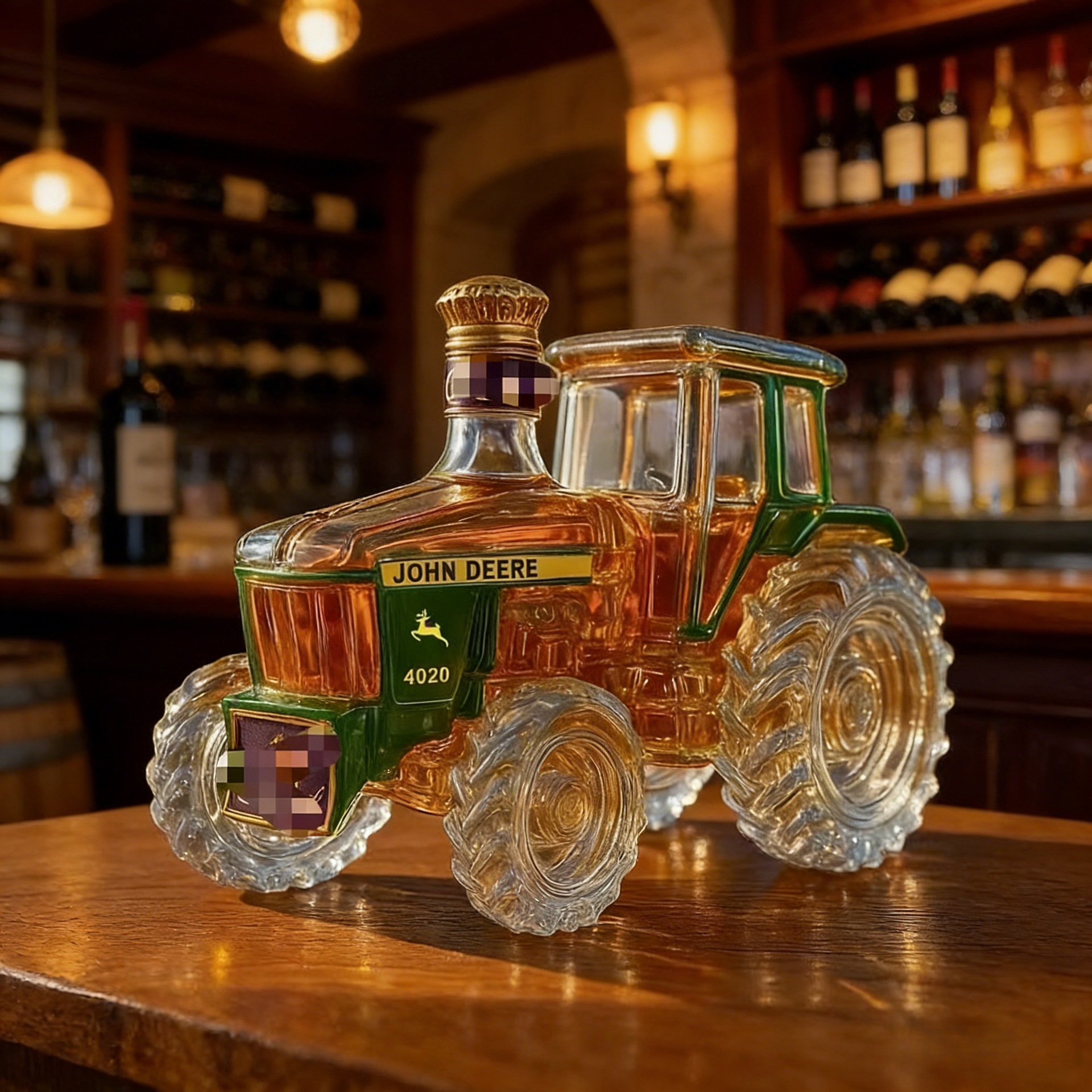 Safe packaging tractor shape high borosilicate glass wine bottle whiskey bottle decanter
