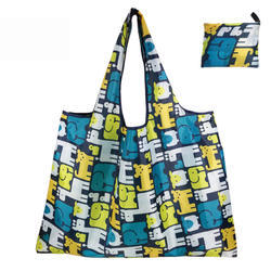 Portable 210D nylon drawstring storage bag waterproof polyester drawstring zipper folding shopping bag