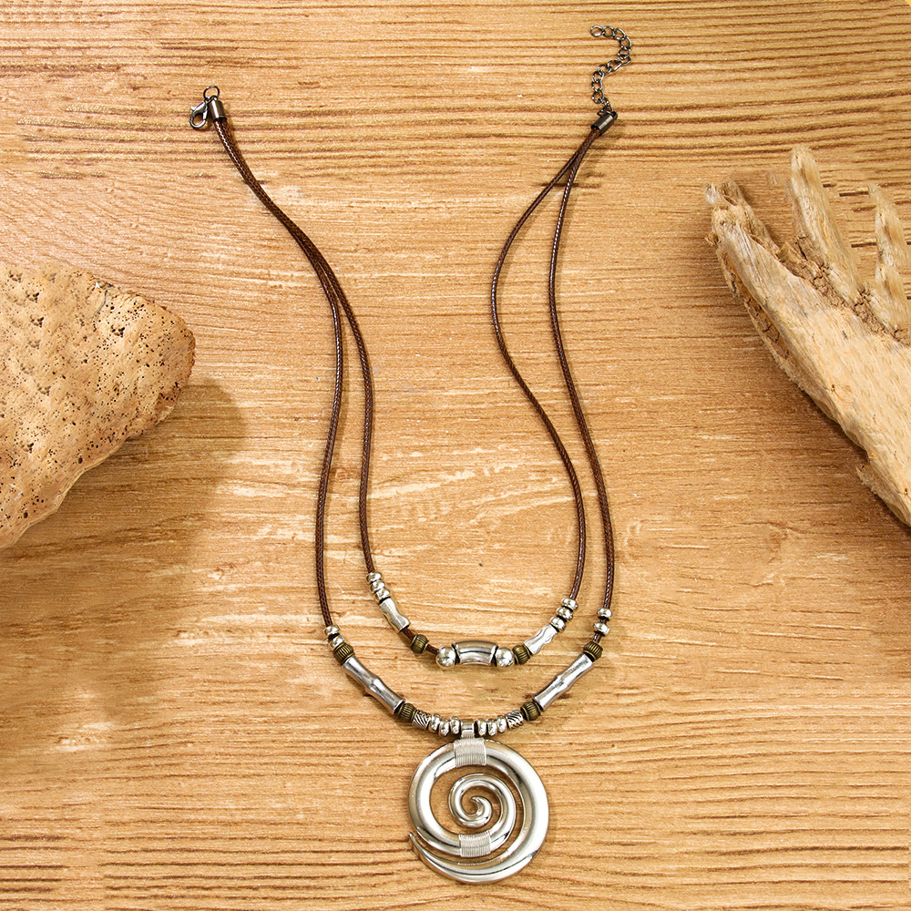 Long Necklace Swirl Totem Bohemian Style Beach Women's Necklace Pendant