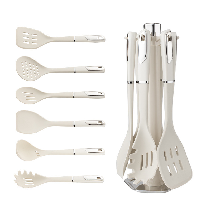 Silicone kitchen utensil 7-piece set household hanging rack cooking spatula soup spoon kitchen cooking spatula spoon set utensil