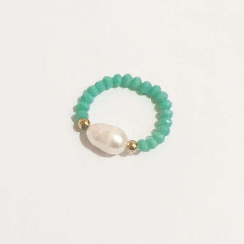 Pearl Ring, Colorful Cat's Eye Bead Stretch Ring, Instagram-Style, Unique and Girly Ring