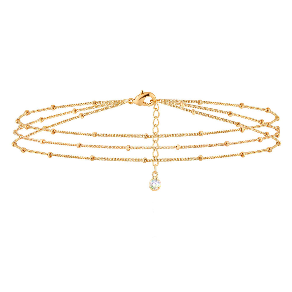 New Simple Electroplated Simple Paperclip Chain Cuban Chain Bead 5-Piece Bracelet Set Hand Jewelry