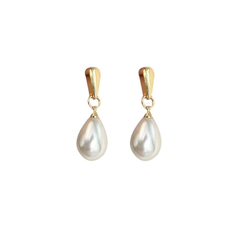 S925 silver needle elegant teardrop pearl ear studs simple ear accessories 7429