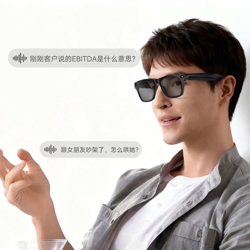 AI Smart Glasses 1200W Pixel Multifunctional Voice Control Color Change Translation Recognition Photo Video Recording