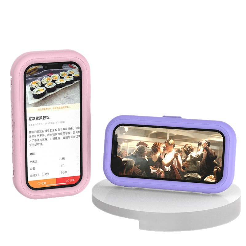 Adjustable rotating bathroom waterproof phone holder box shower toilet wall no-drill storage rack