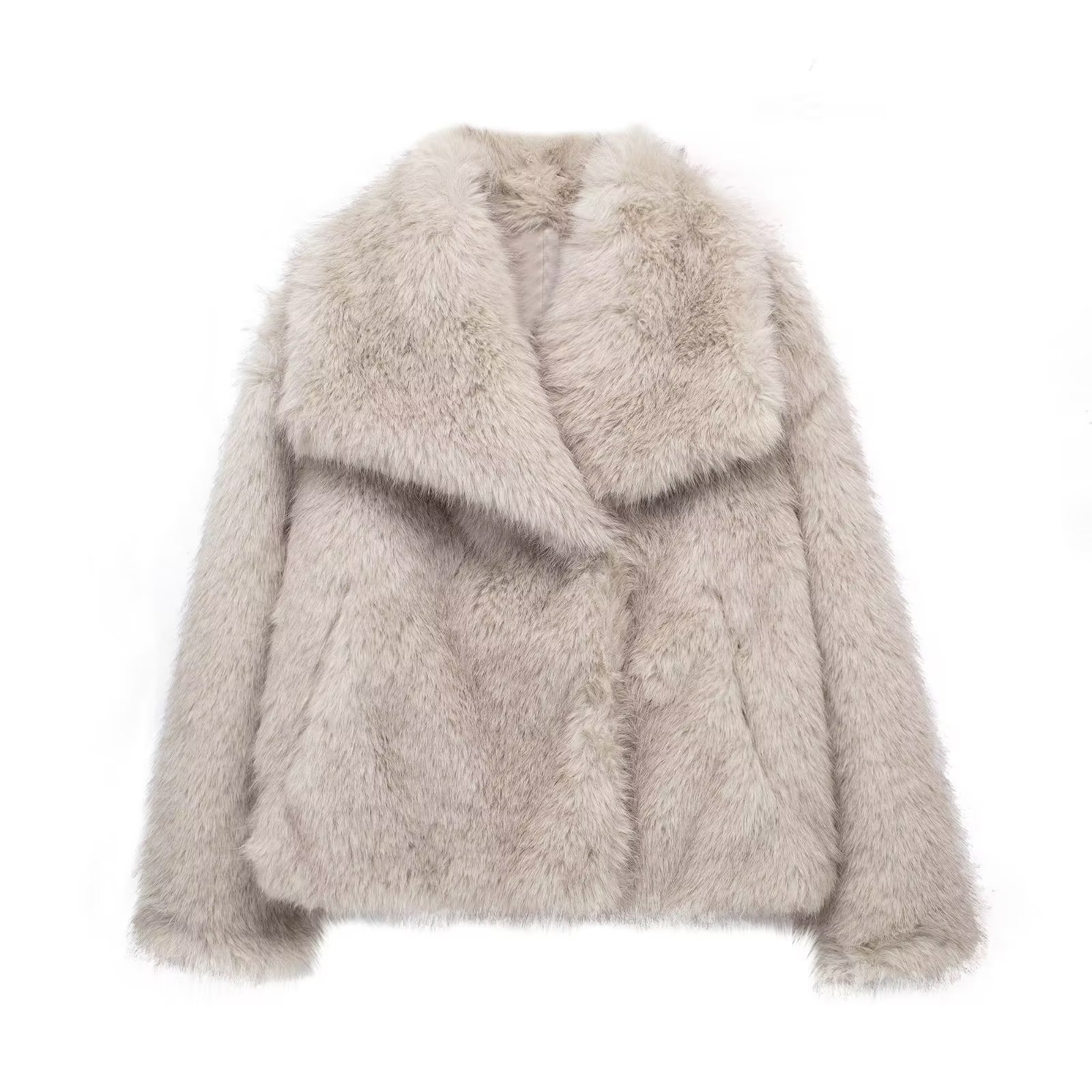 Fur large lapel faux fur jacket short fox fur fur jacket fluffy plush women's clothing