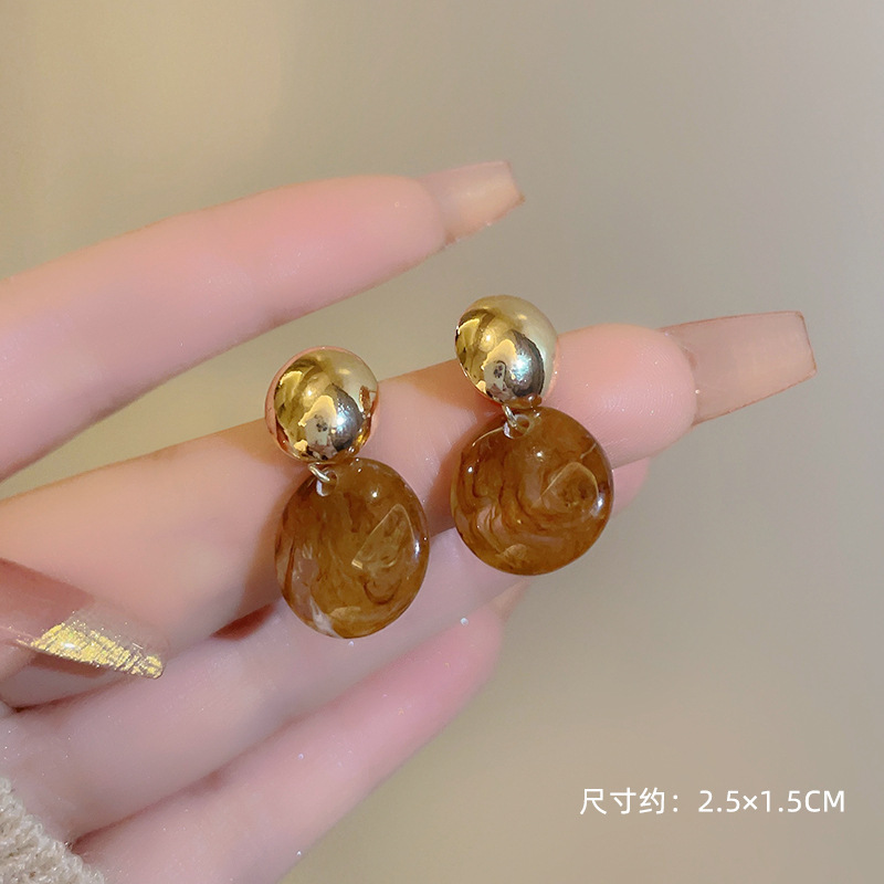 Maillard amber ear studs for women stainless steel needle ear accessories