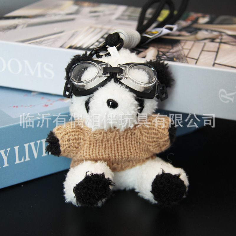 Pilot giant panda pendant panda keychain plush toy backpack charm gift print name custom LOGO