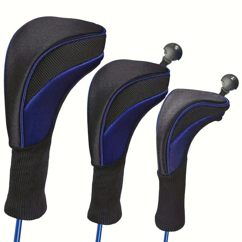 3-piece golf wood head cover, 1-3-5 waterproof polyester head cover, fairway wood protective cover