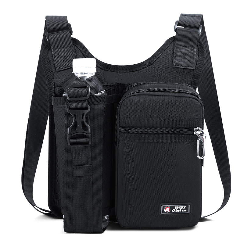 Large capacity men's crossbody backpack outdoor casual crossbody water cup bag travel water bottle phone bag oxford cloth single shoulder bag