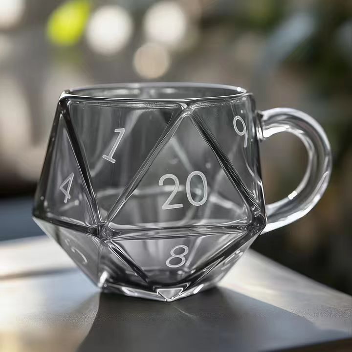Dragons Rainbow D20 Dice Mug dragon rainbow D20 dice painted glass mug