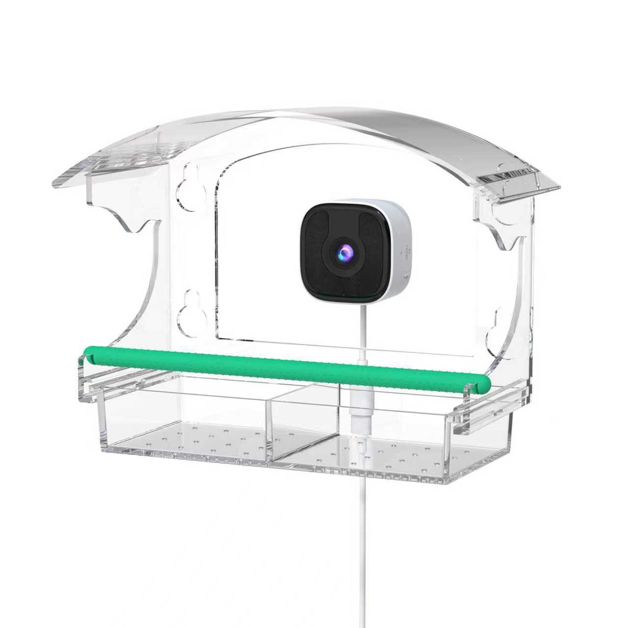 Smart Bird Feeder with Camera AI Recognition of 10,000+ Birds Acrylic Window Bird Watching Device