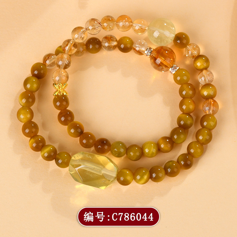 C786金虎眼黄塔晶双圈手链