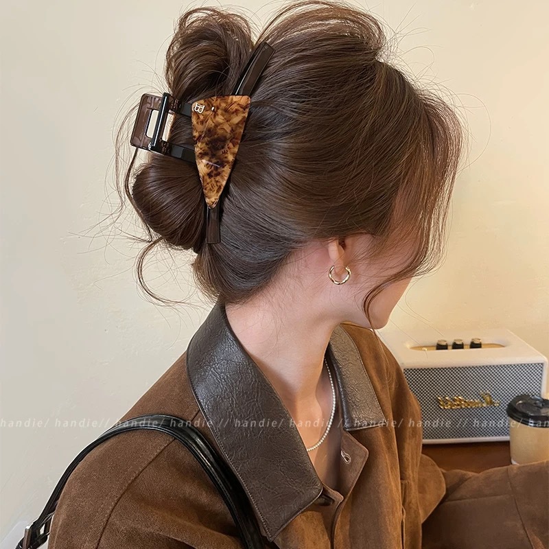 Brown large claw clip for women back of head bun clip for thick hair hair clip hair accessory
