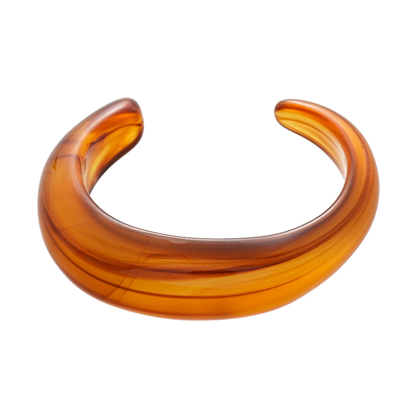 Smooth Gradient Acrylic Geometric Open Bangle Simple Candy Color Bracelet for Women