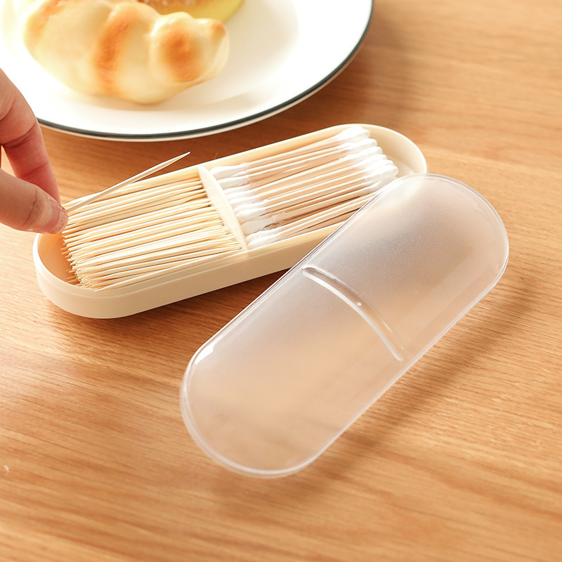 Dustproof storage box cotton swab toothpick double-layer partition storage box household storage box simple transparent visible portable
