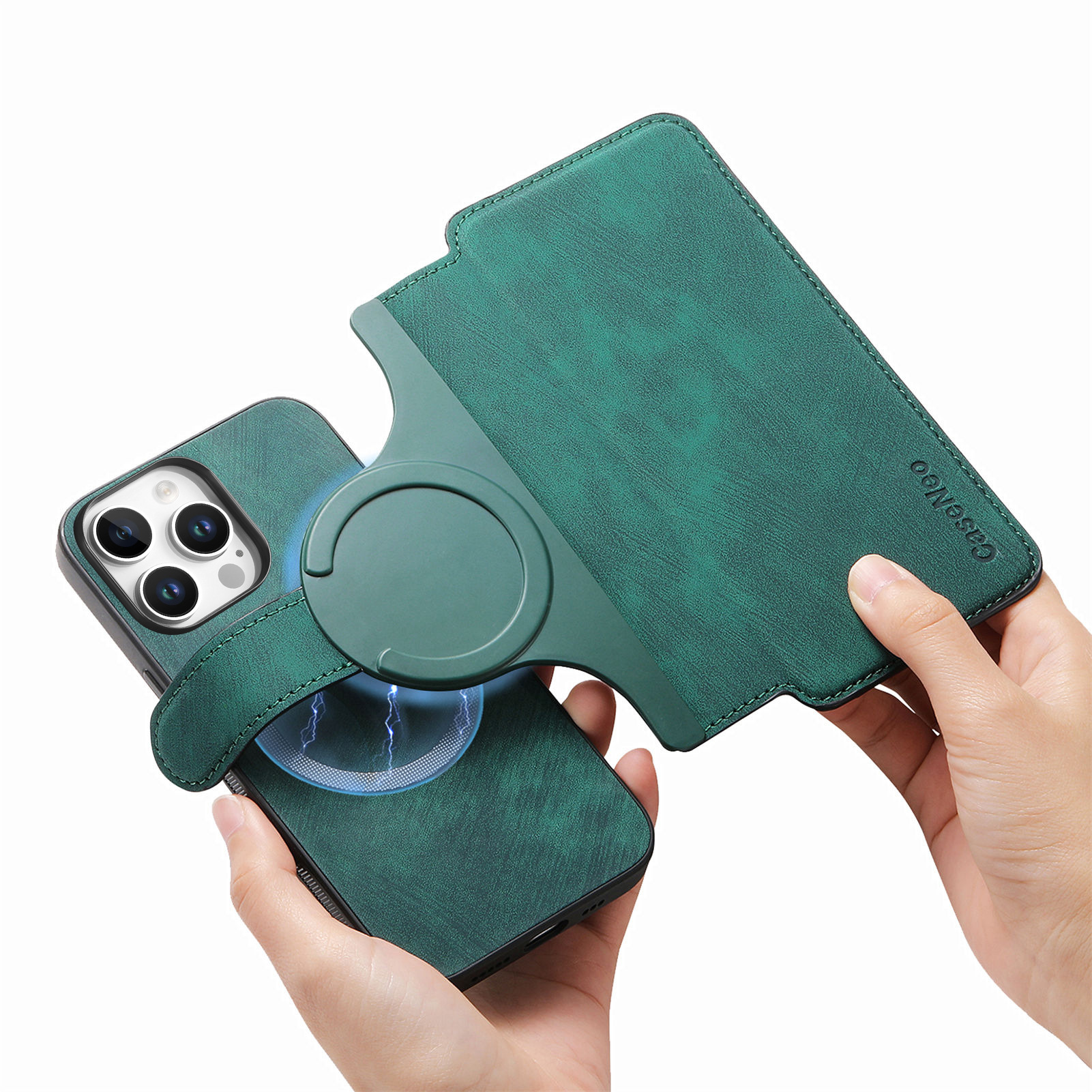 For Apple 18 Pro Max two-in-one magnetic phone case full coverage 17e anti-drop iPhone 18 protective leather case