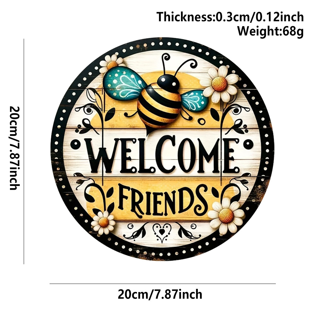 20*20*0.3cm · 木质欢迎挂牌  蜜蜂雏菊