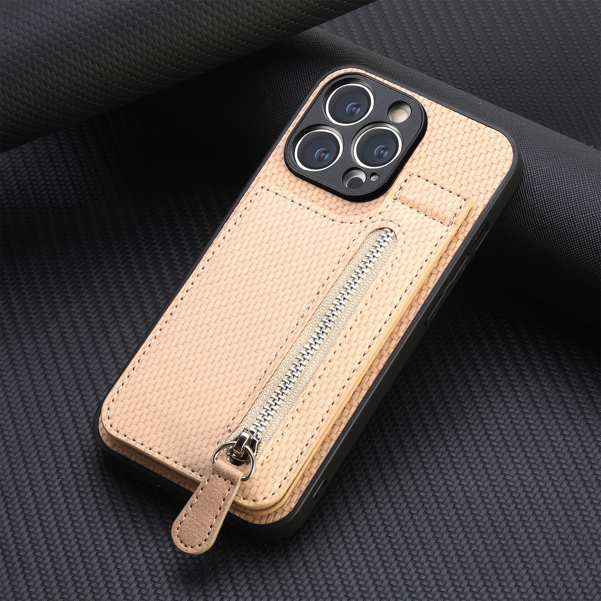 For iphone18 up-down opening card holder phone case wallet style stand zipper bag card slot Apple protective case