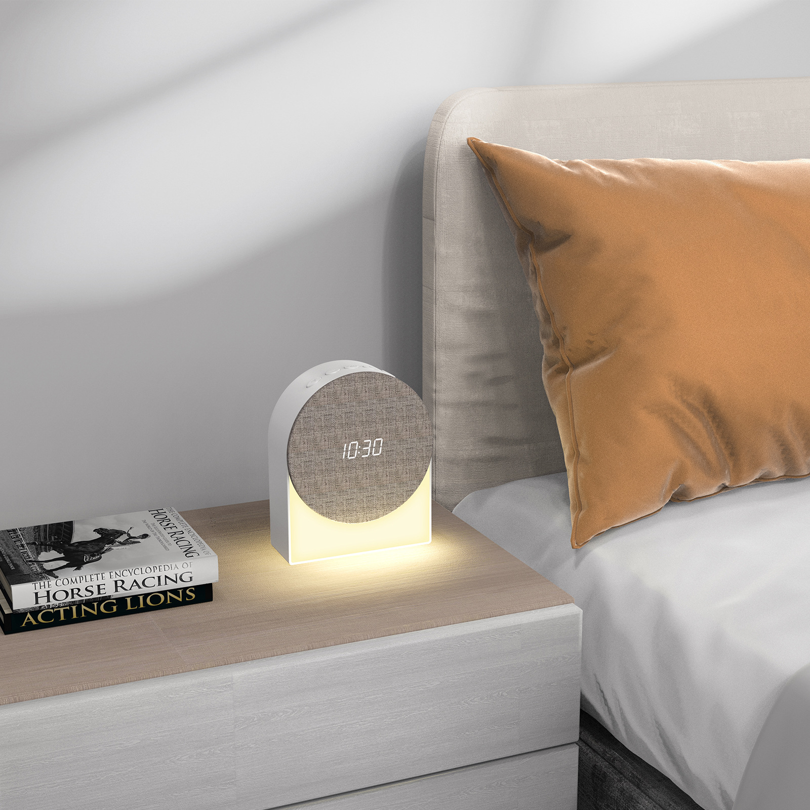 New Multifunctional Fabric Sleep Aid White Noise Night Light Bluetooth Speaker with Timer Clock Alarm White Noise