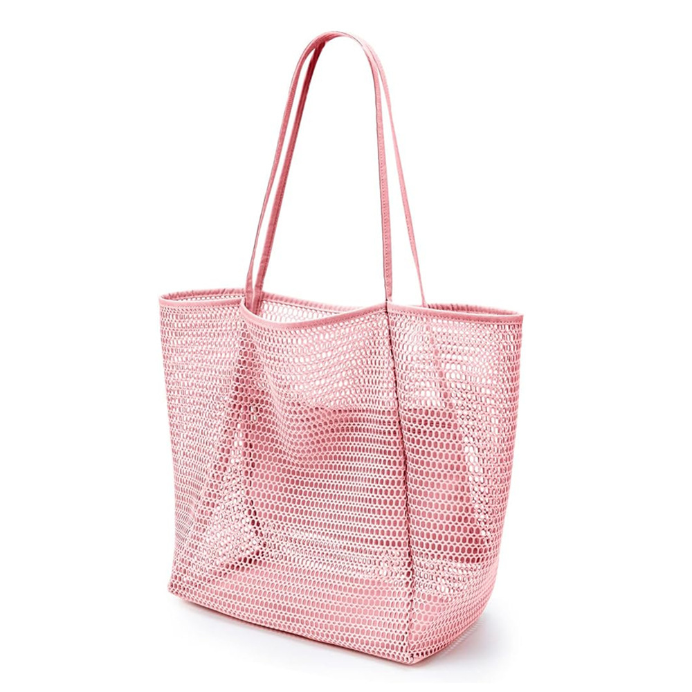 Folding beach bag mesh netting handbag women's shoulder bag summer outdoor travel play bag