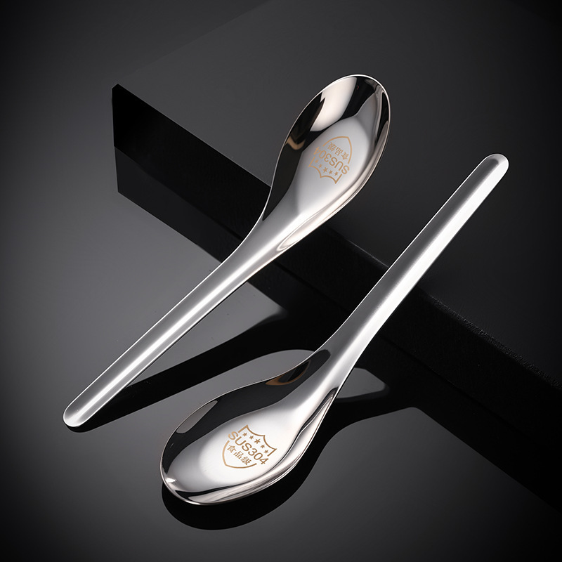 304 stainless steel spoon, new Chinese style deepened thickened spoon, household eating spoon, children's spoon, flat bottom spoon