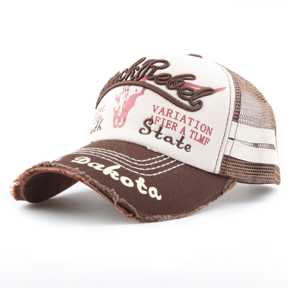 New washed mesh cap for women, summer washed bull head baseball cap, men's casual embroidered cap