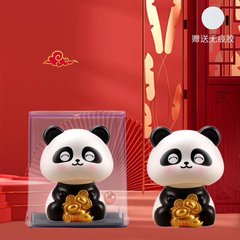 Solar Lucky Panda Ornament Cute Nodding Solar-Powered Small Ornament Fortune Lucky Small Ornament