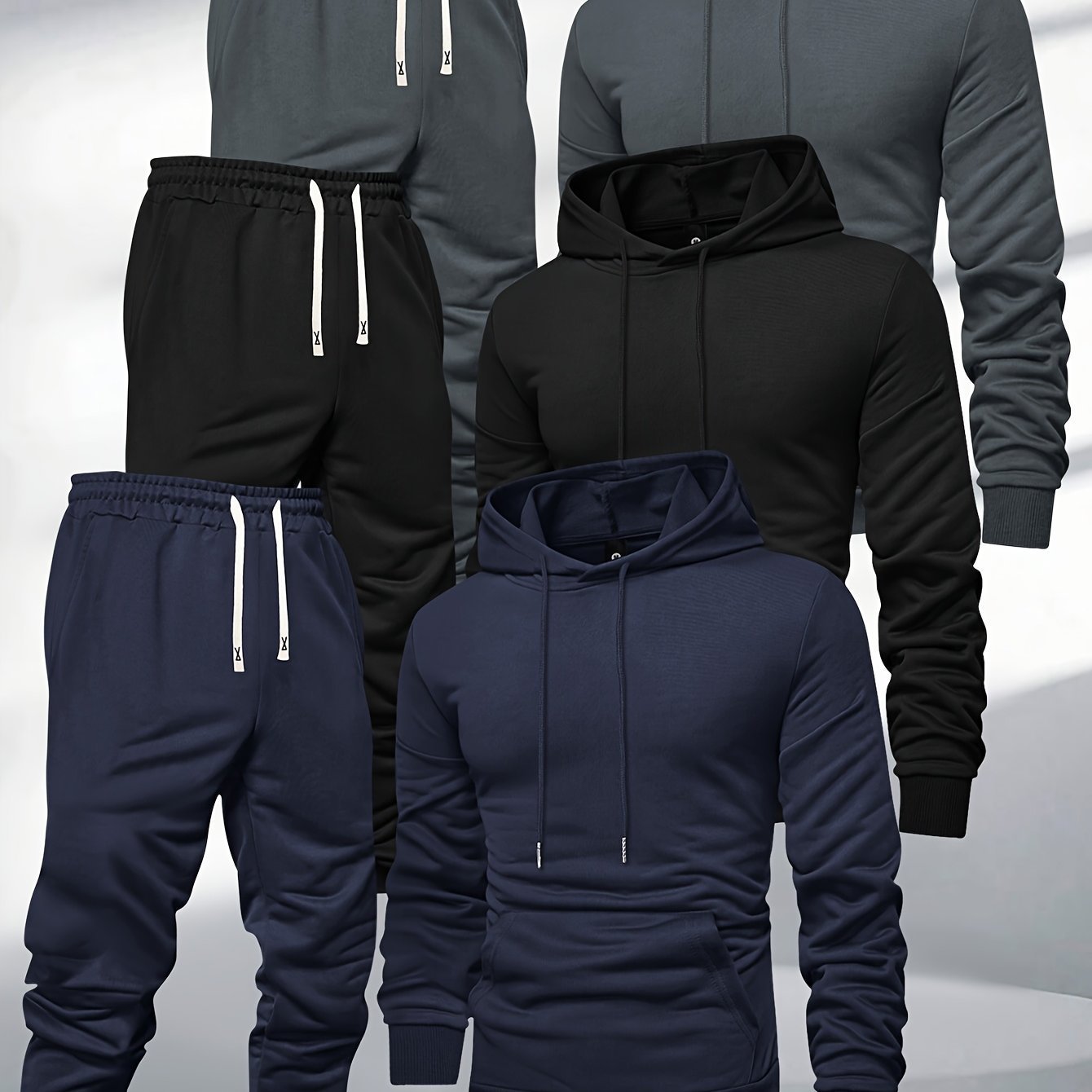Men's Hooded Spring Autumn Plain Hoodie Sweatpants Casual Sports Men's Fall Suit