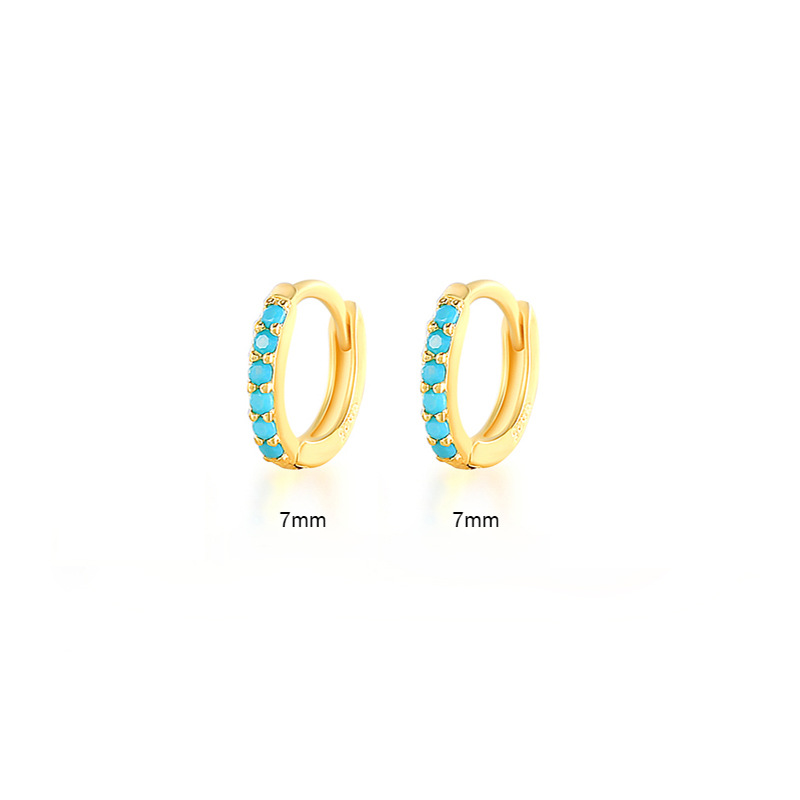 925 sterling silver circle earring ear buckle jewelry simple colored zirconia ear hoop earring for men and women