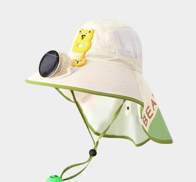 Solar Fan Children's Hat, Summer Thin Sun Protection, Wide Brim, Cape Hat, Boys and Girls, Hollow Top Hat