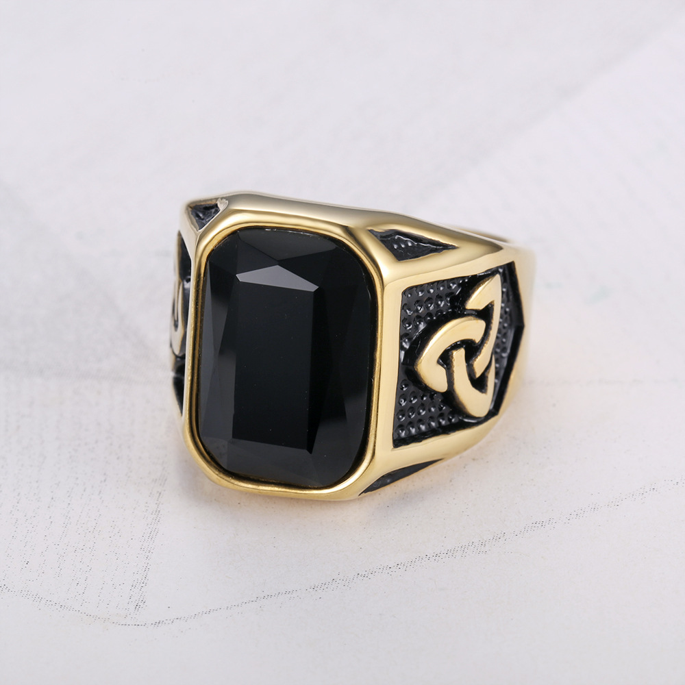 Accessory Hip Hop Punk Viking Ruby Men's Ring Stainless Steel Index Finger Ring