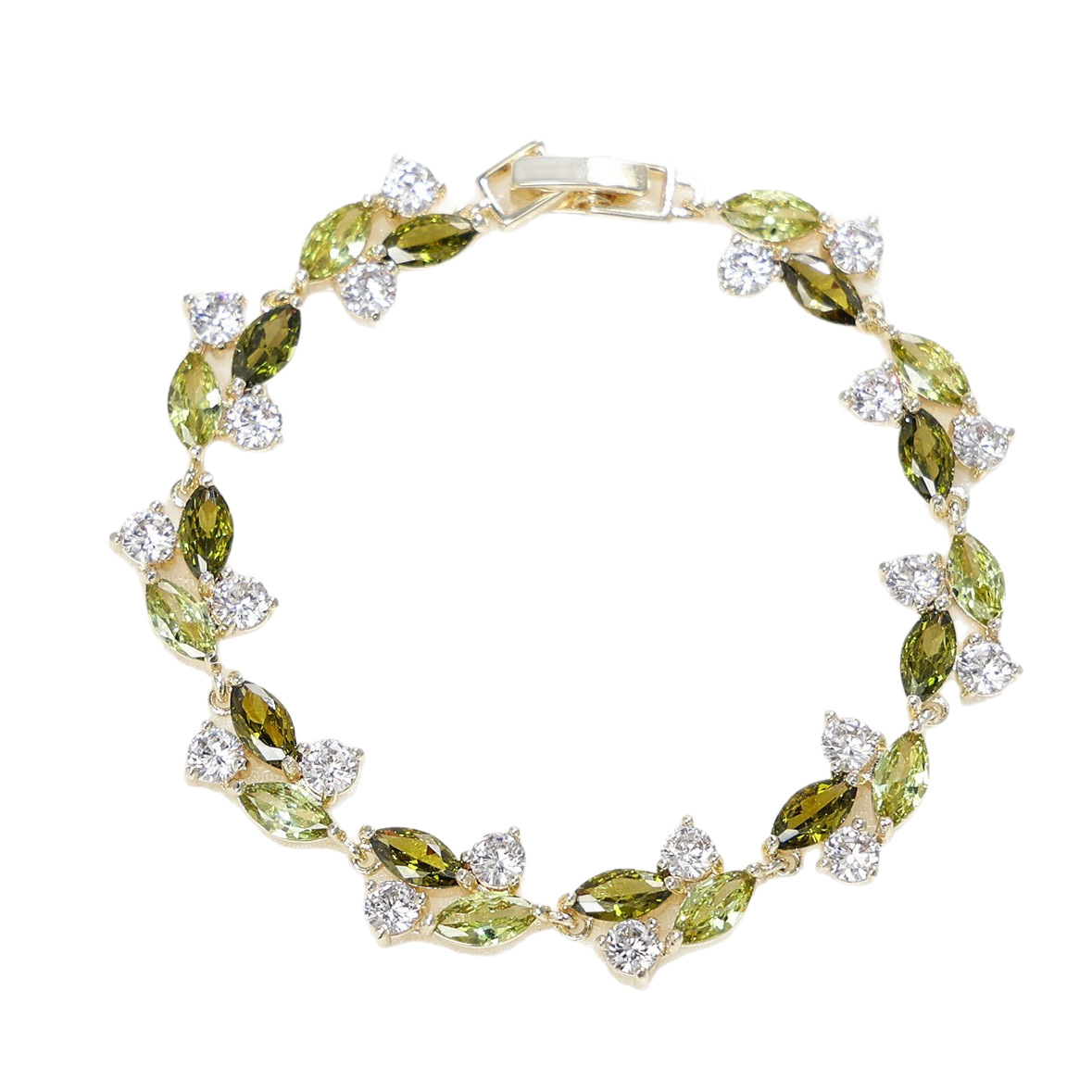 Olive Green Zirconia Bracelet Women's Small Willow Leaf Brightening Fresh Forest Style Accessory