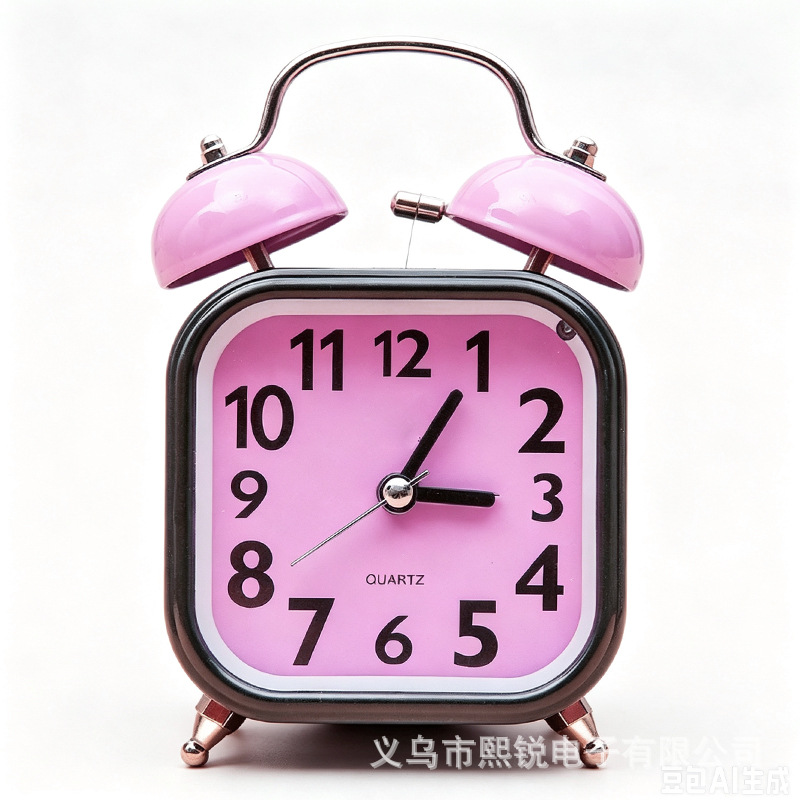 3-Inch Metal Bell Alarm Clock Silent with Night Light Children Student Gift Alarm Clock
