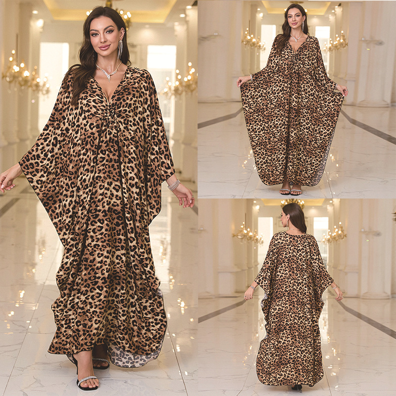 New Cotton Position Print Vacation Beach Long Dress Women Loose Long Dress Bikini Cover Up Sun Protection