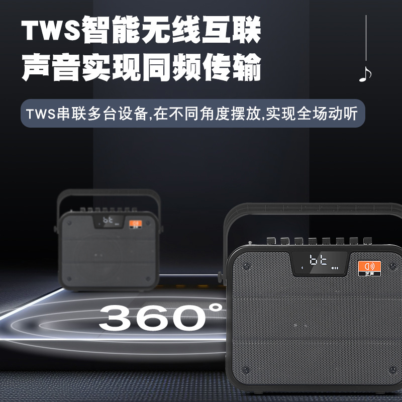 Zhisheng Bluetooth Speaker Square Dance Audio Outdoor K Song Portable Handheld Sound Card KTV Live All-in-One