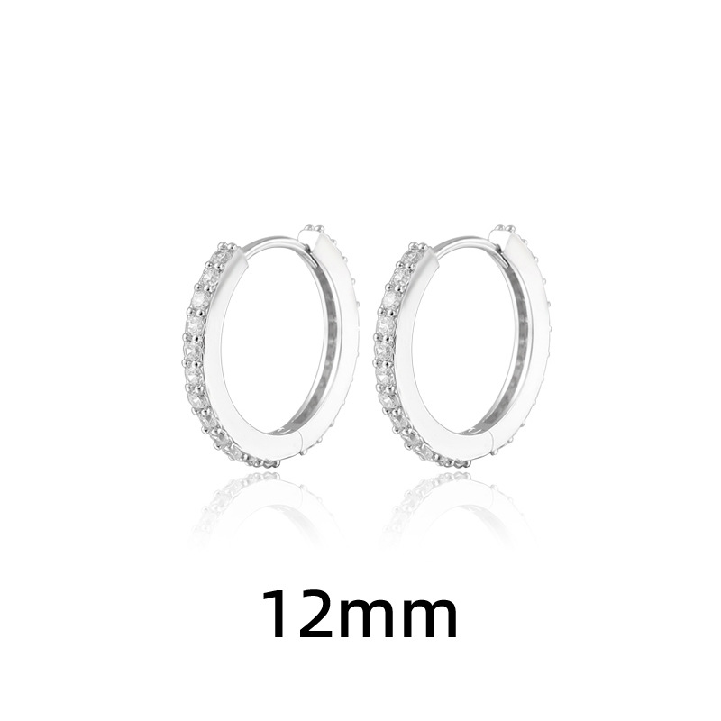 Full Diamond Zircon Ear Cuff Two-Tone Geometric Row Earring Stackable Zircon Circle Earring
