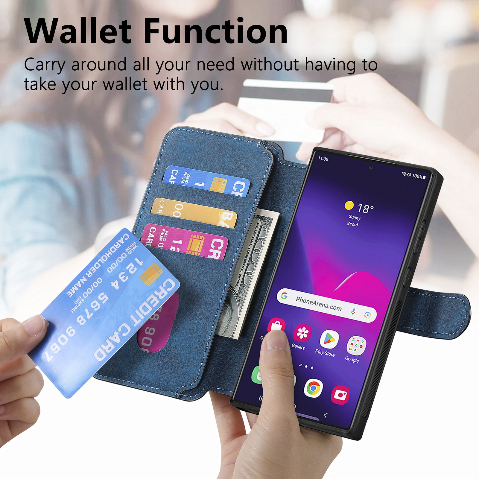 Magnetic detachable two-in-one front cover for Samsung S26Ultra phone leather case strong magnetic card slot stand