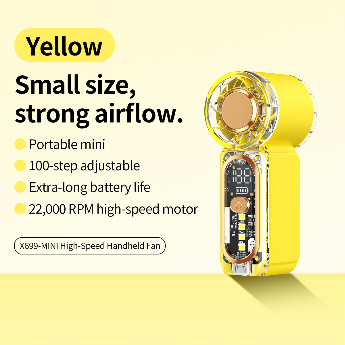 X699 mini handheld fan rechargeable pocket fan high wind small portable high-speed small cannon turbo brushless