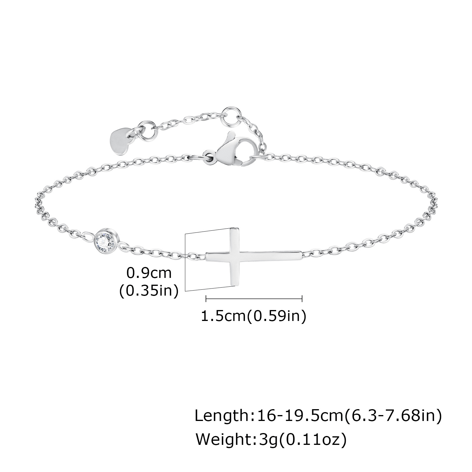 Huanmu Accessories Stainless Steel Cross Necklace Simple Single Zircon Collarbone Chain Women's Style