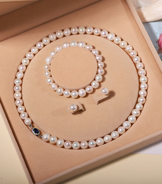 Zhuji Natural Freshwater Pearl Necklace for Women Real Pearl Set Clavicle Chain Mother's Day Gift