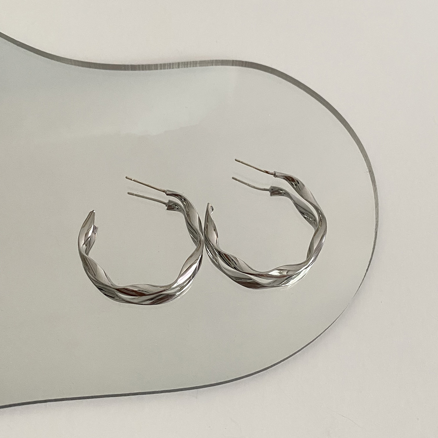 C-shaped circle round face earrings new earring pendant jewelry earring hoop silver needle ear stud