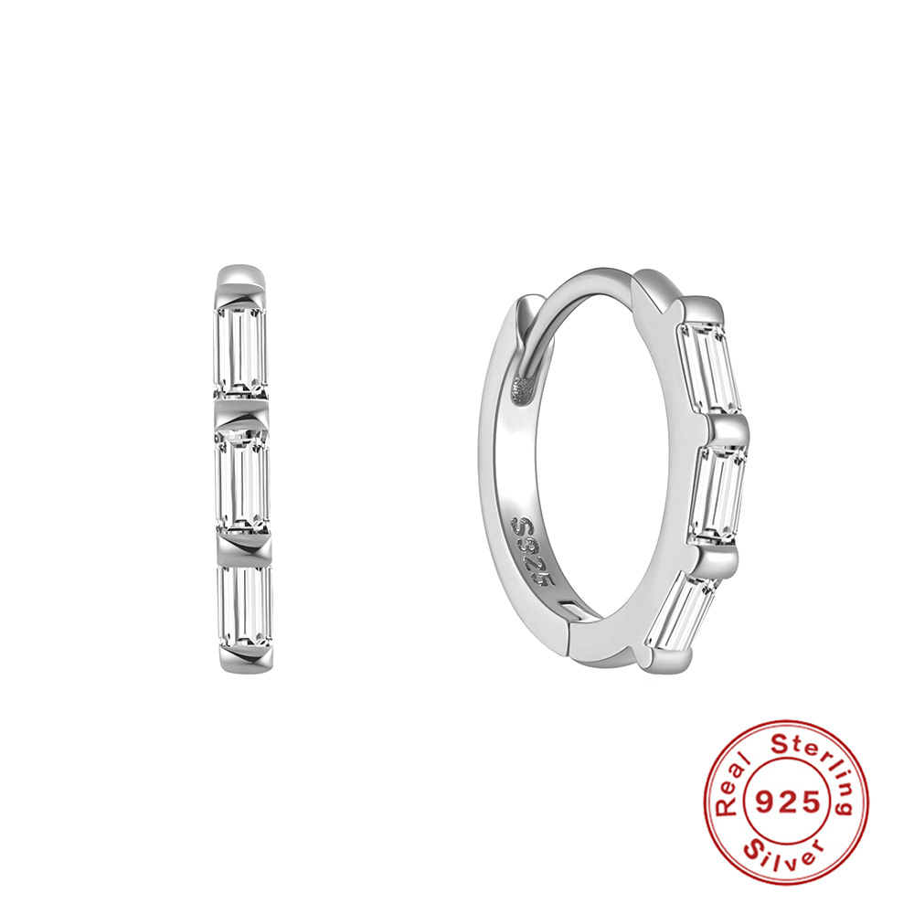 S925 sterling silver curved wave two-tone diamond-set ear cuff earring INS style