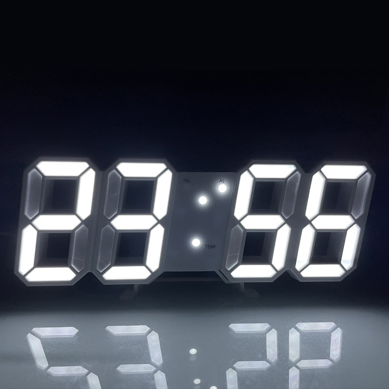 3D Digital Alarm Clock Home Desktop Clock Wall-Mounted Living Room LED Wall-Mounted Electronic Clock Wall Clock