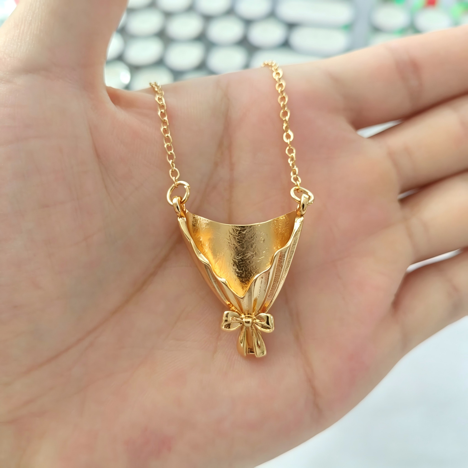 Independent Station Bouquet Bow Necklace Women Insertable Flower Collarbone Chain Neck Chain