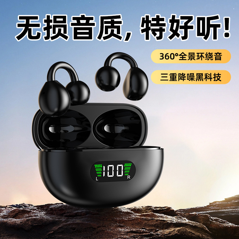 Open Wireless Clip-on Ear Non-in-ear Air Conduction Battery Level Display G62 Sports Bluetooth Headphones Design