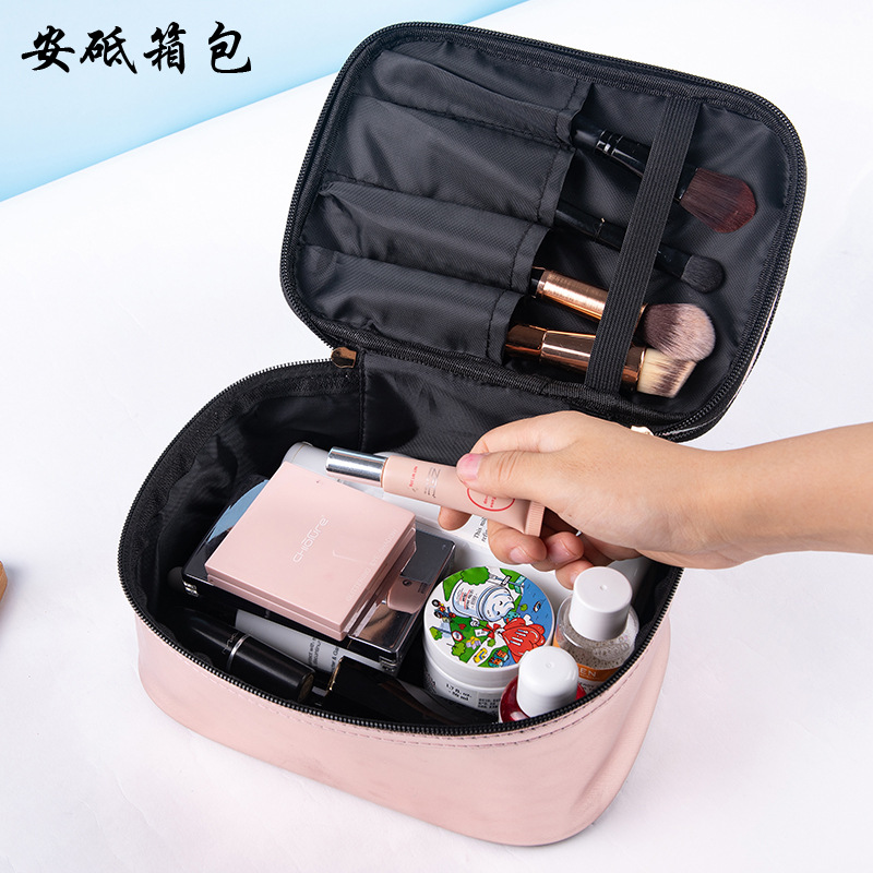New Metal Transparent Double-Layer Cosmetic Bag Multifunctional Handheld Waterproof Toiletry Bag Storage Bag