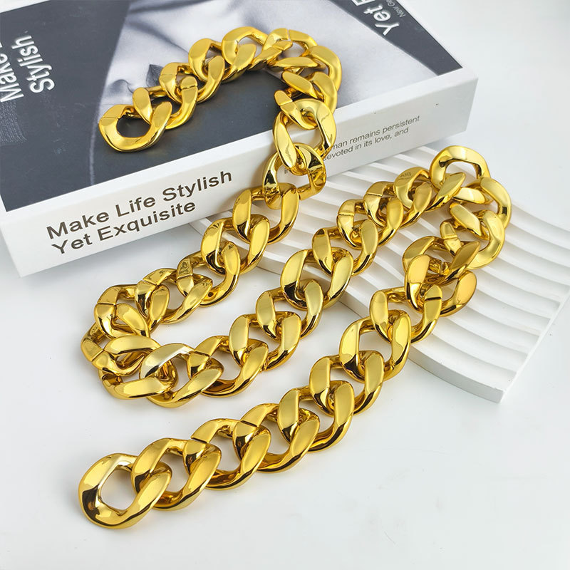 Big gold necklace thick and coarse performance nightclub disco rich exaggerated hip-hop style male