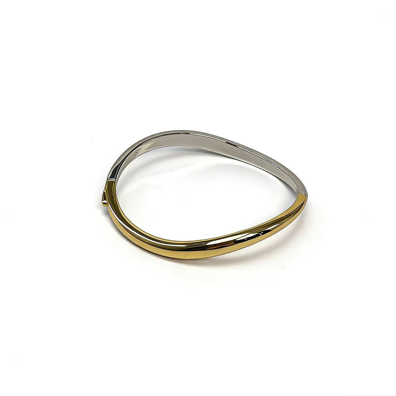 Gold-Silver Bangle S925 Silver and Copper Two Materials Niche Bracelet Gift Live Stream